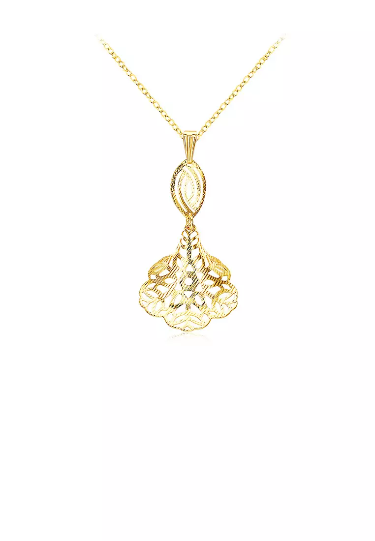 Buy Glamorousky Fashion Golden Flower Pendant with Necklace 2024
