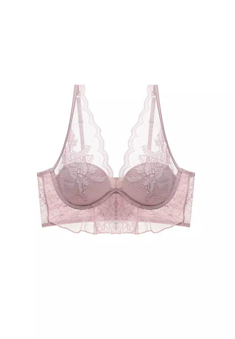 Buy ZITIQUE Women's Thin Comfort Lace Lingerie Set (Bra And Underwear) -  Pink Online