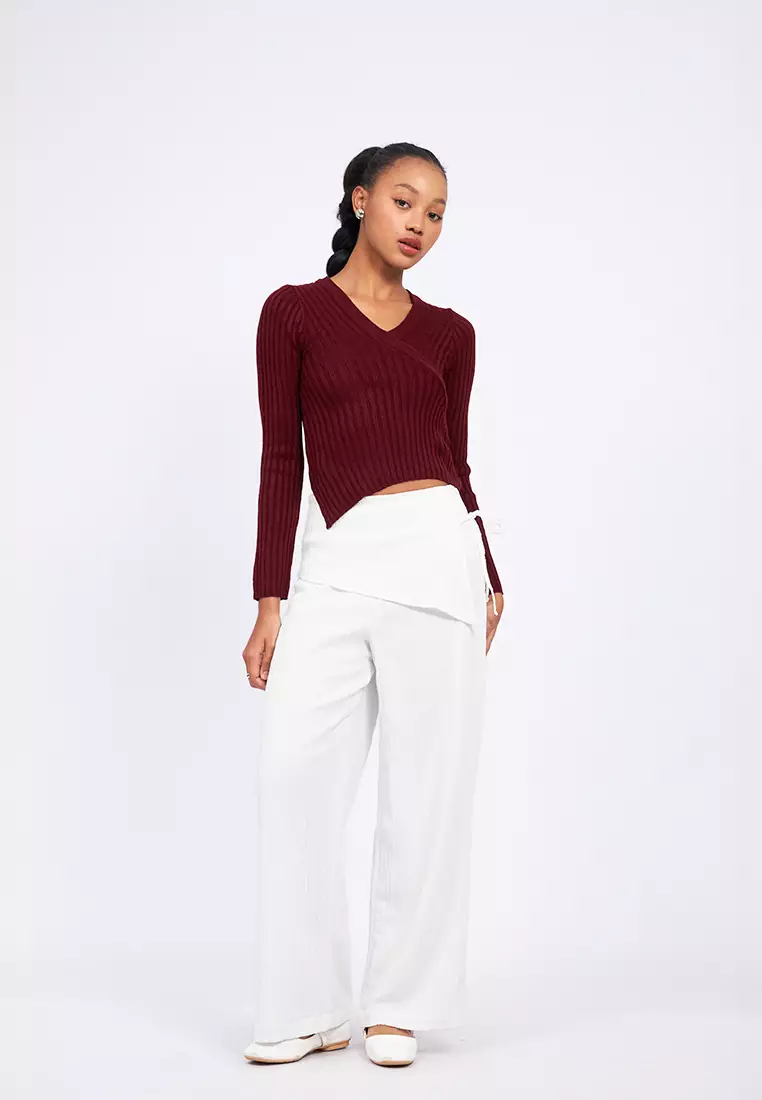 Long Sleeve Wrap Knit Top