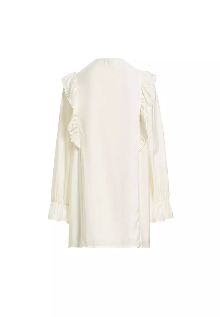 Ruffle V-Neck Lace Top