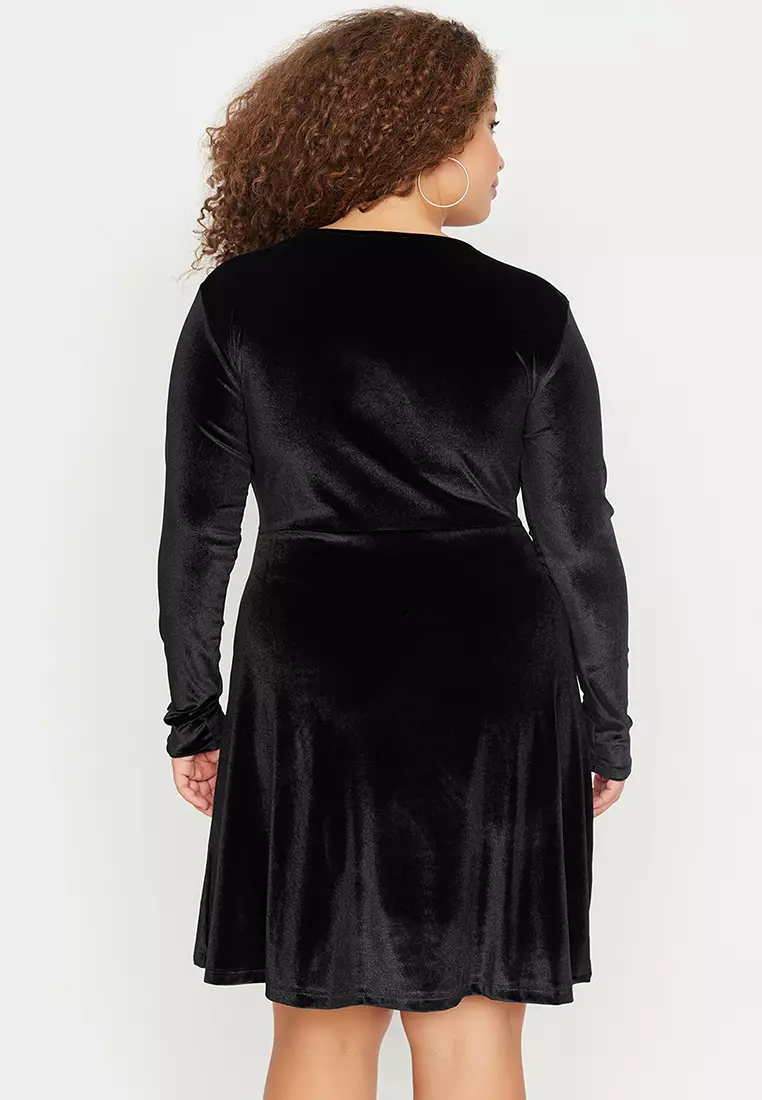 Plus Size Wrap Velvet Dress
