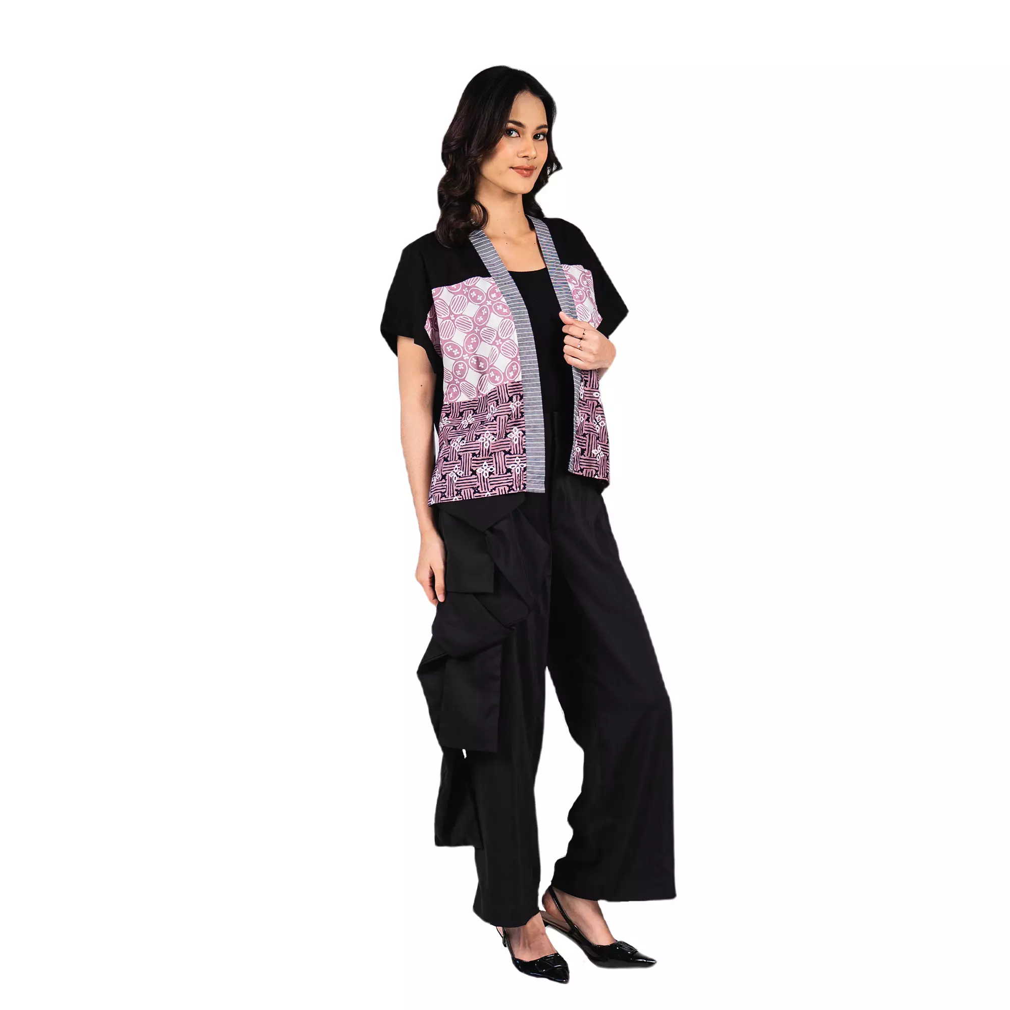 Blazer Batik Wanita - Atasan Batik - Bhatara Batik Mikata - Outer Batik Modern Lengan Pendek