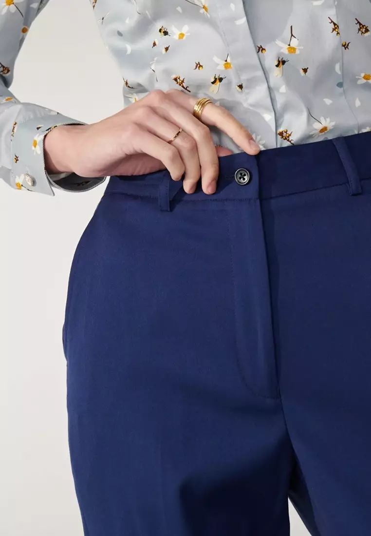 寶藍色直筒版西裝褲