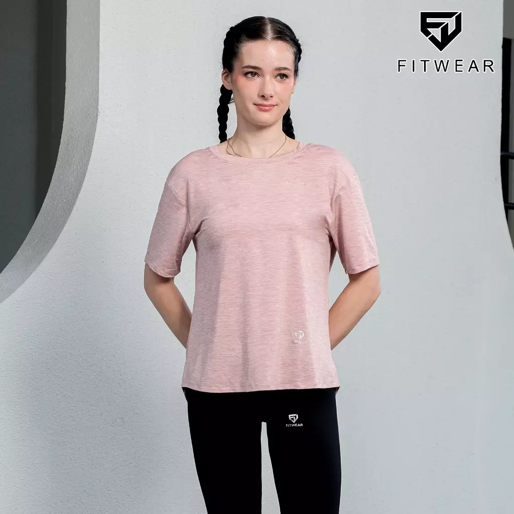 Fitwear - Kaos Olahraga Wanita FITWEAR DRYFIT OVERSIZE BETTY BACK TWIST TIE S/S - DUSTY PINK
