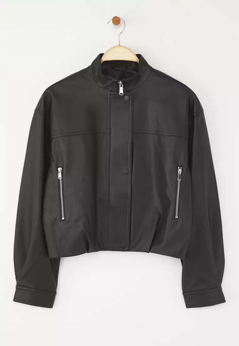 Buy Trendyol Oversized Faux Leather Jacket Online | ZALORA Malaysia