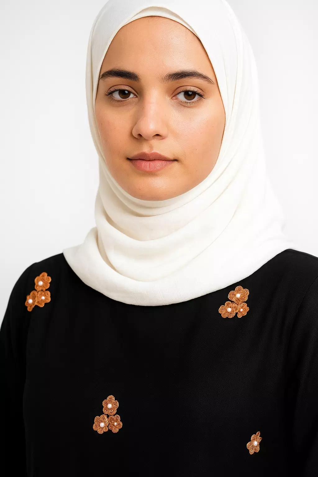 Zahra Maxi Dress In  Black With Orange Blue Embro