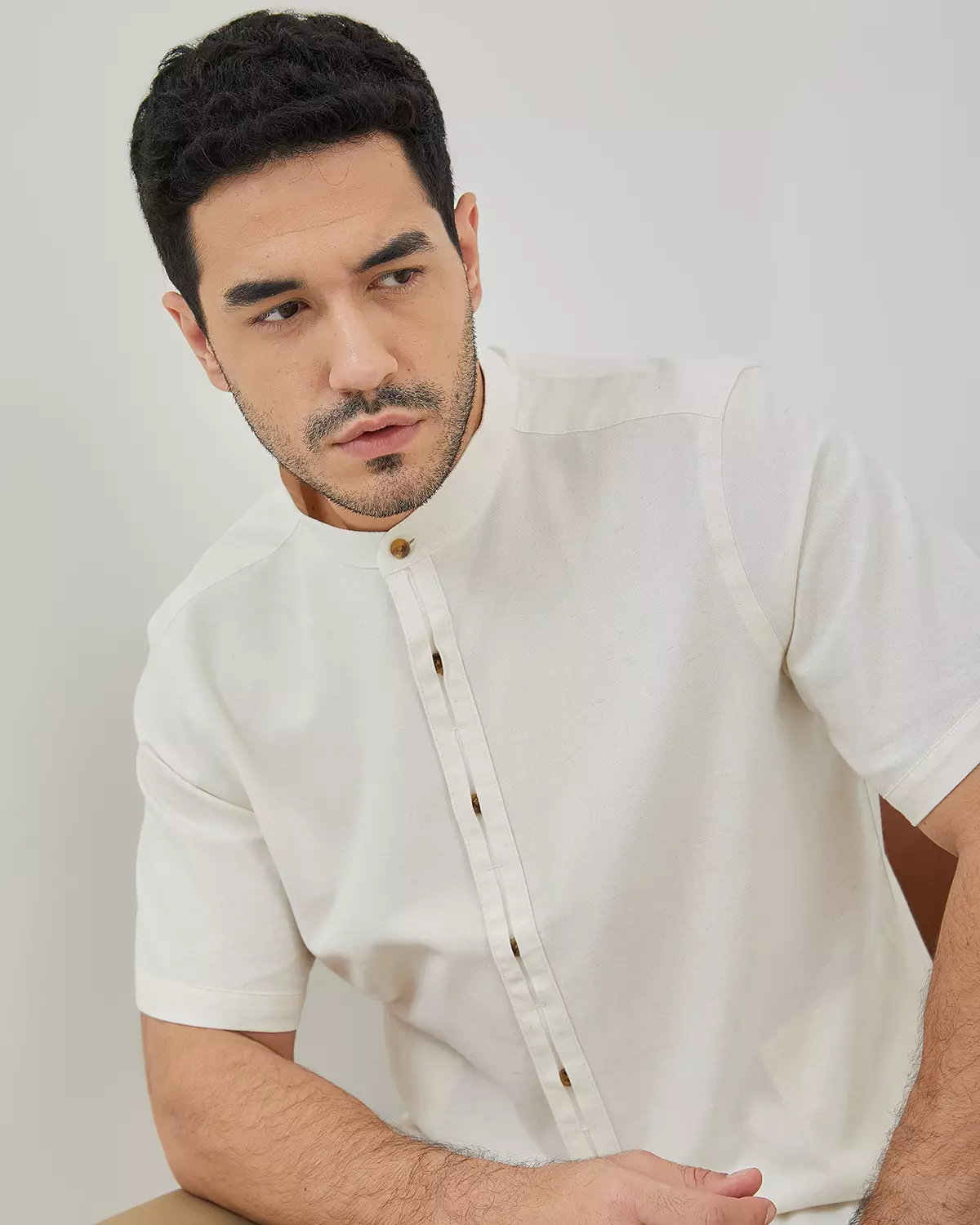 MEN'S CREAM LONG SLEEVE KOKO SHIRT