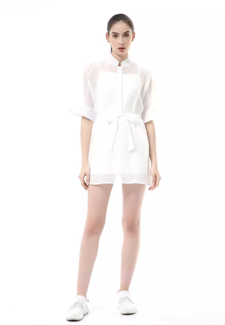 Rachel Mini Dress Organza Wanita Korean Style Lengan Pendek Material Velvet ORIGINAL - White