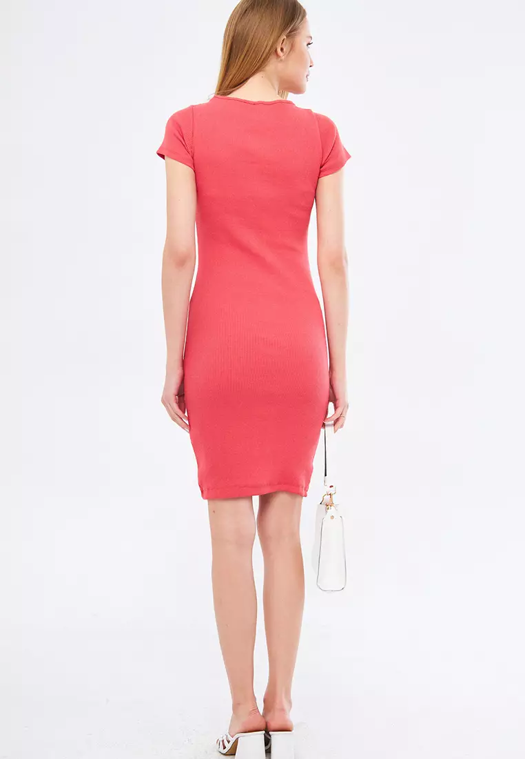 Windowed Short Sleeve Dress