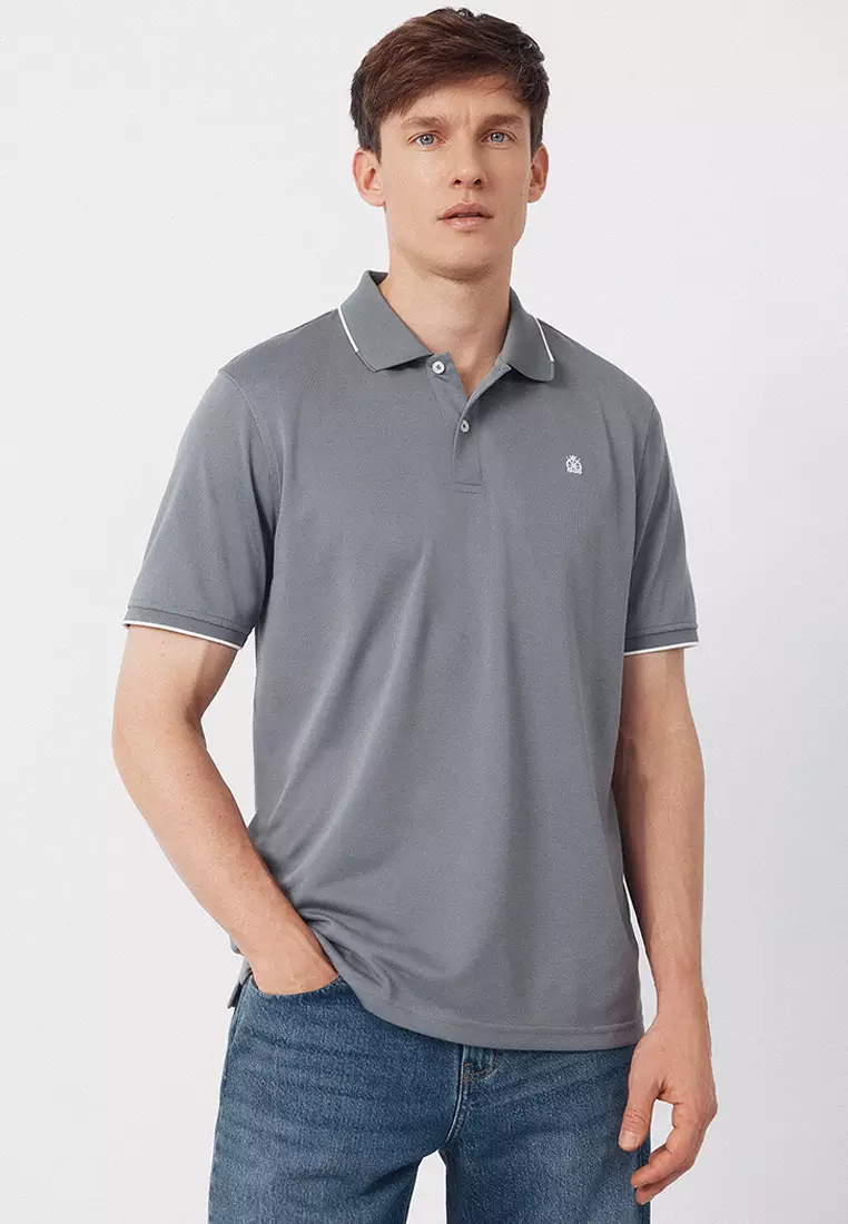 Coolmax® jacquard collar polo shirt