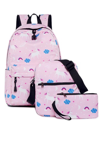 Twenty Eight Shoes pink VANSA Three-piece Unicorn Print Backpack VBW-Bp88473.3pc E227DACD074D3DGS_1