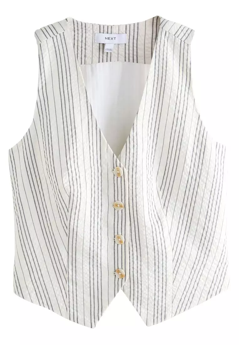 Striped Textured Waistcoat