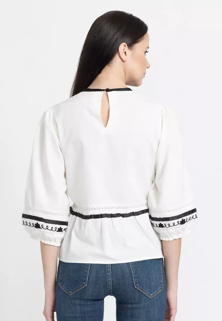 White casual blouse top