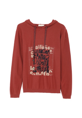 Its Me red Casual Printed Hooded Sweater 3E067AA57BDC5BGS_1