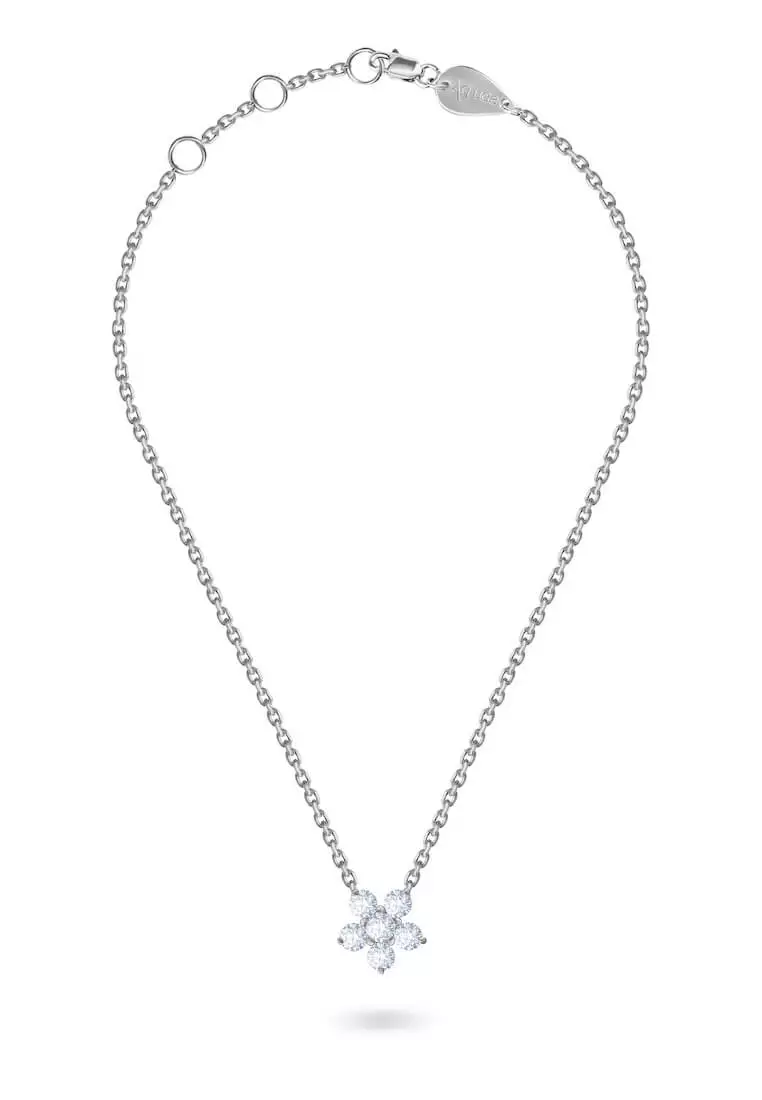 White gold flower clearance necklace