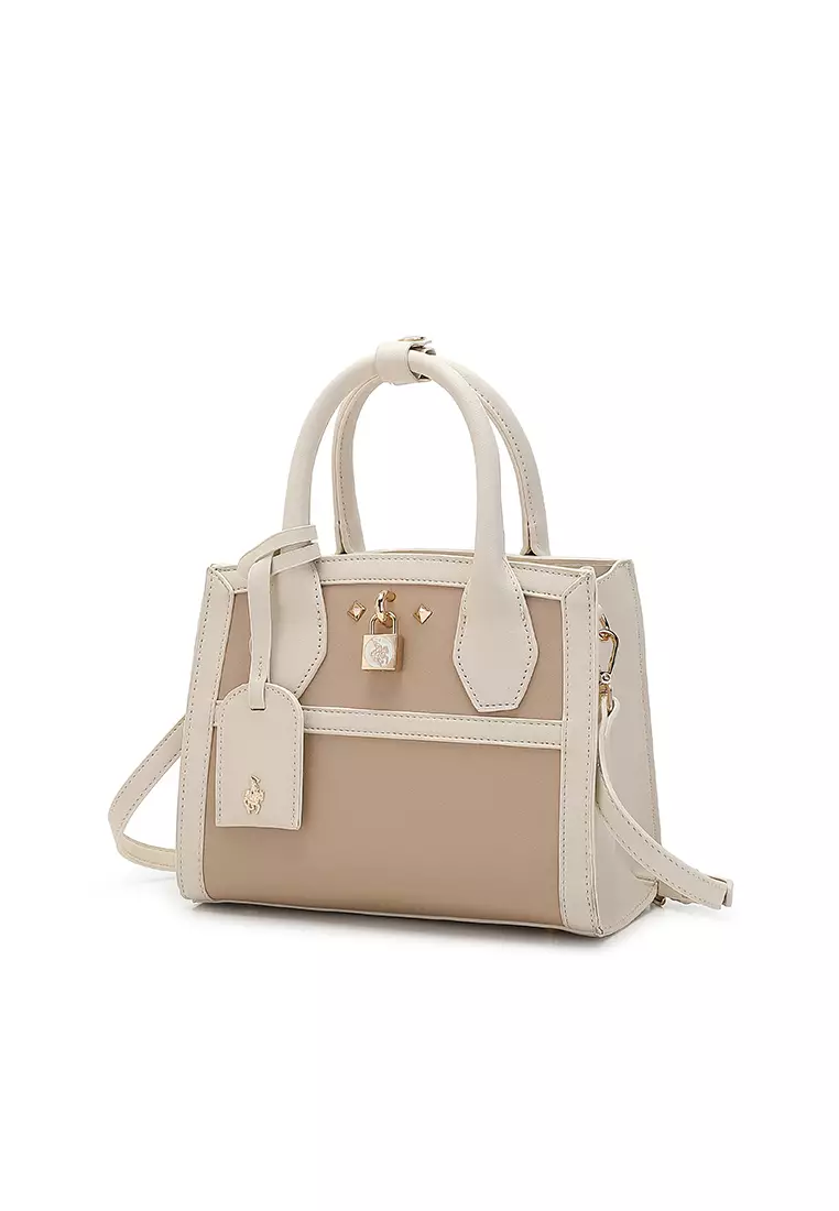 Women's 2-In-1 Top Handle Bag & Zipper Purse (二合一 手拿袋 & 錢包) - 米黃色