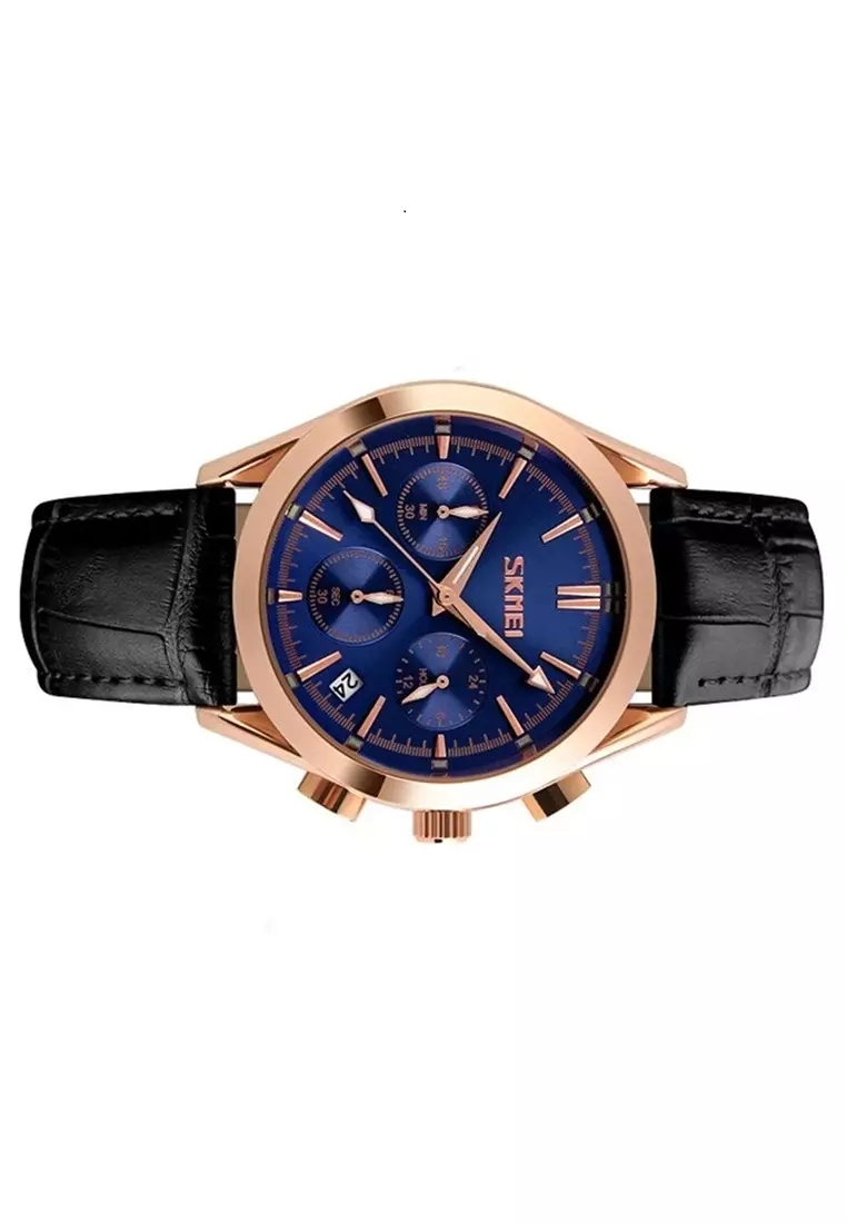 Jam Tangan Casual Analog Pria Waterproof 30m Strap Tali Material PU Leather MD77 ORIGINAL