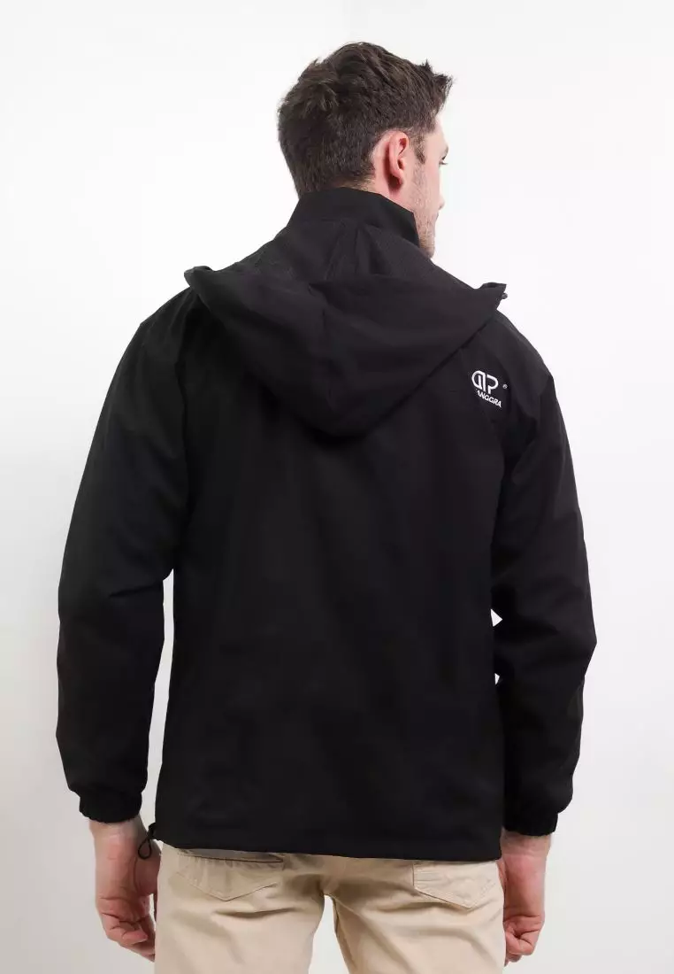GRAHANGGRA Jaket Waterproof Vasili Hoodie Bisa Dilepas Pasang - Black