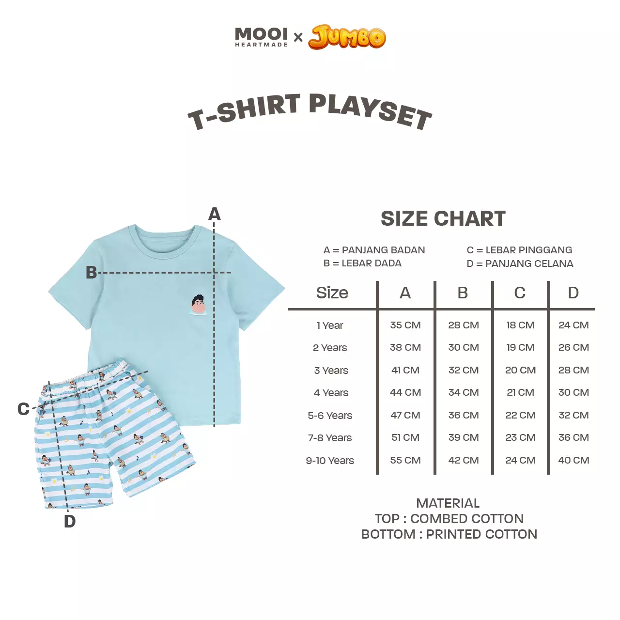 Mooi x Jumbo Setelan Anak T-Shirt Playset - Maroon