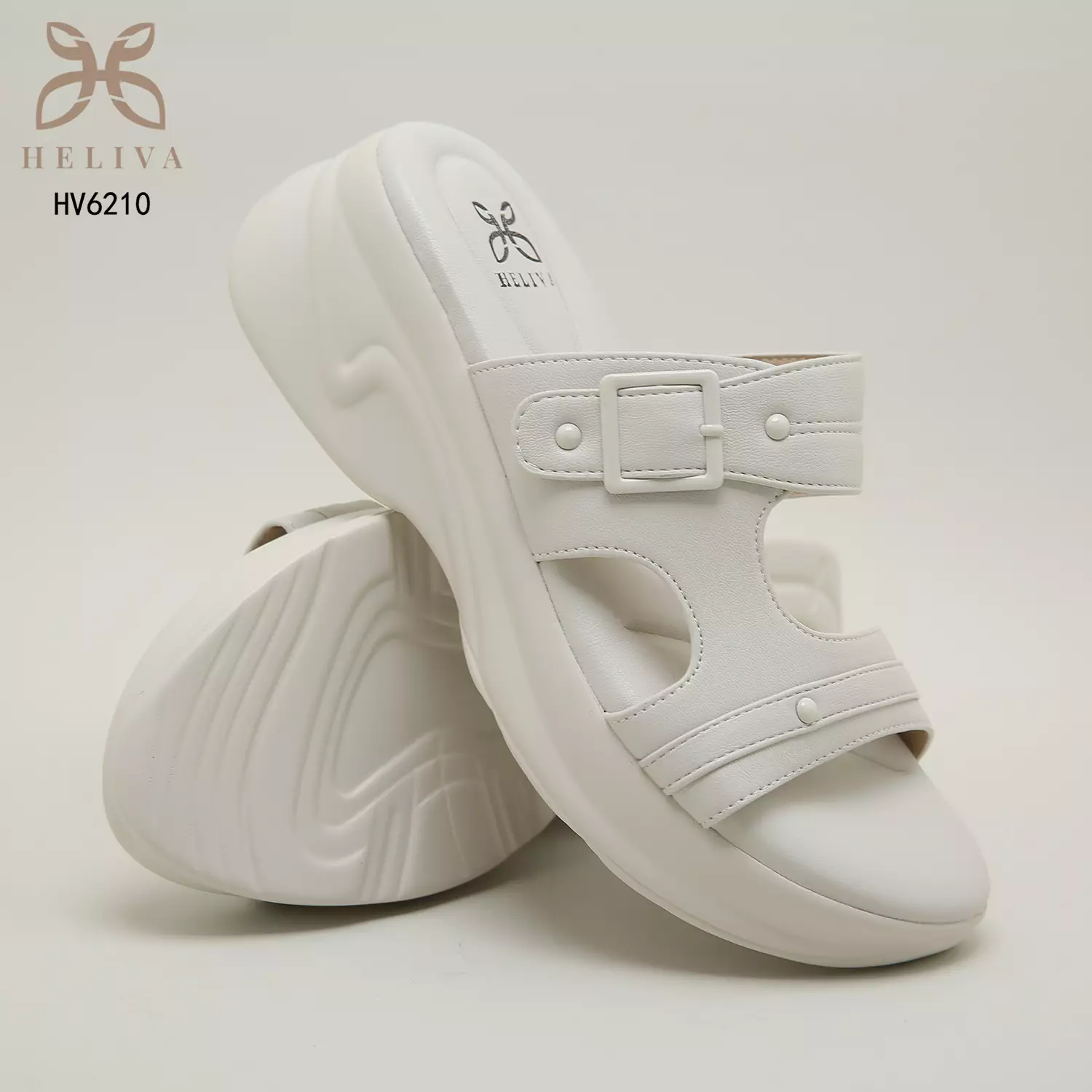 Heliva Julia Slide Slip On Wedges Double Strap Sol 5 cm