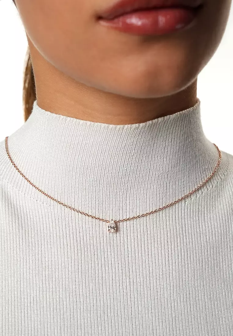 Minimalist Lab Grown Diamond Pear Solitaire Pendant Necklace in 14K Rose Gold D/E-VVS/VS (0.54ct TDW)