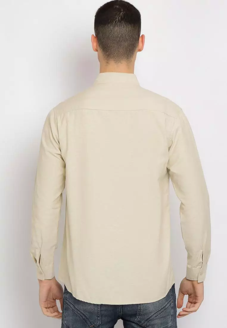 PAULMAY Kemeja Koko Formal Pria Lengan Panjang - Khaki Shirts