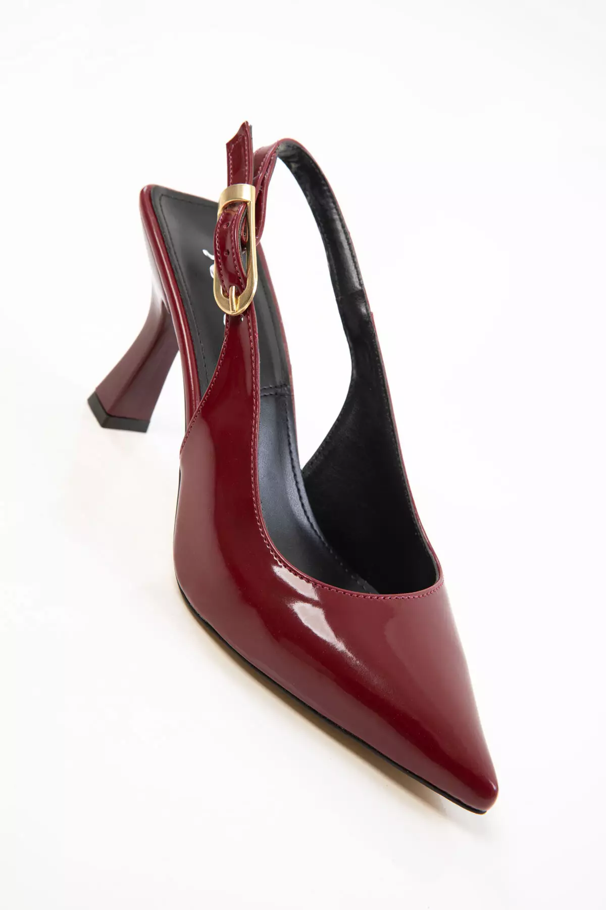 Claret Red Patent Leather Women's Classic Heeled Shoes 20596