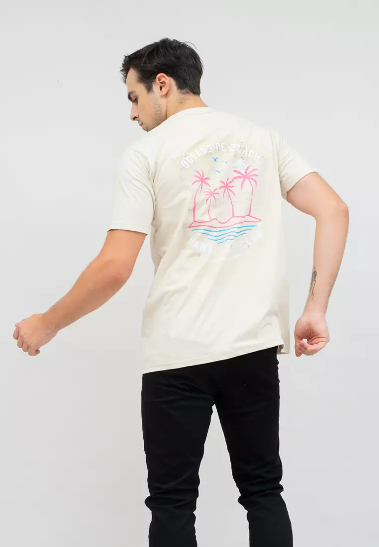 kaos pria lengan pendek ocean beach krim size jumbo houseofcuff