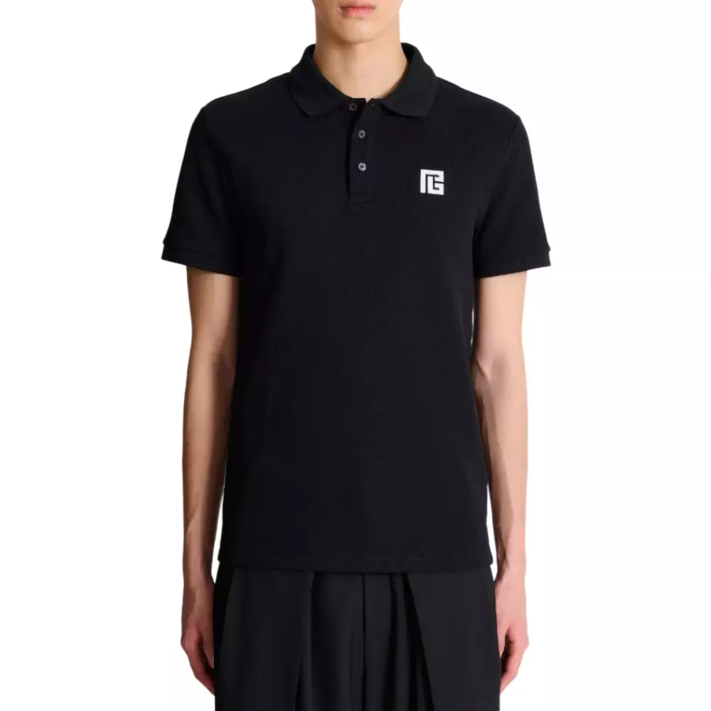 Embroidered PB Logo Cotton Polo Shirt Black