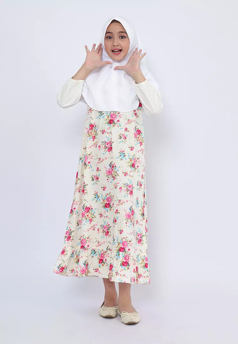 Baju Gamis Anak Perempuan Bunga Pita Krem - BLESS
