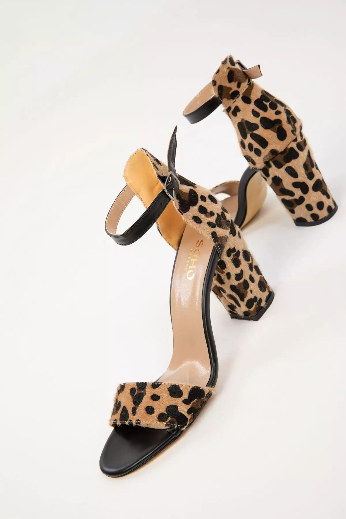 Black Leopard Women's Classic Heeled Shoes 14532