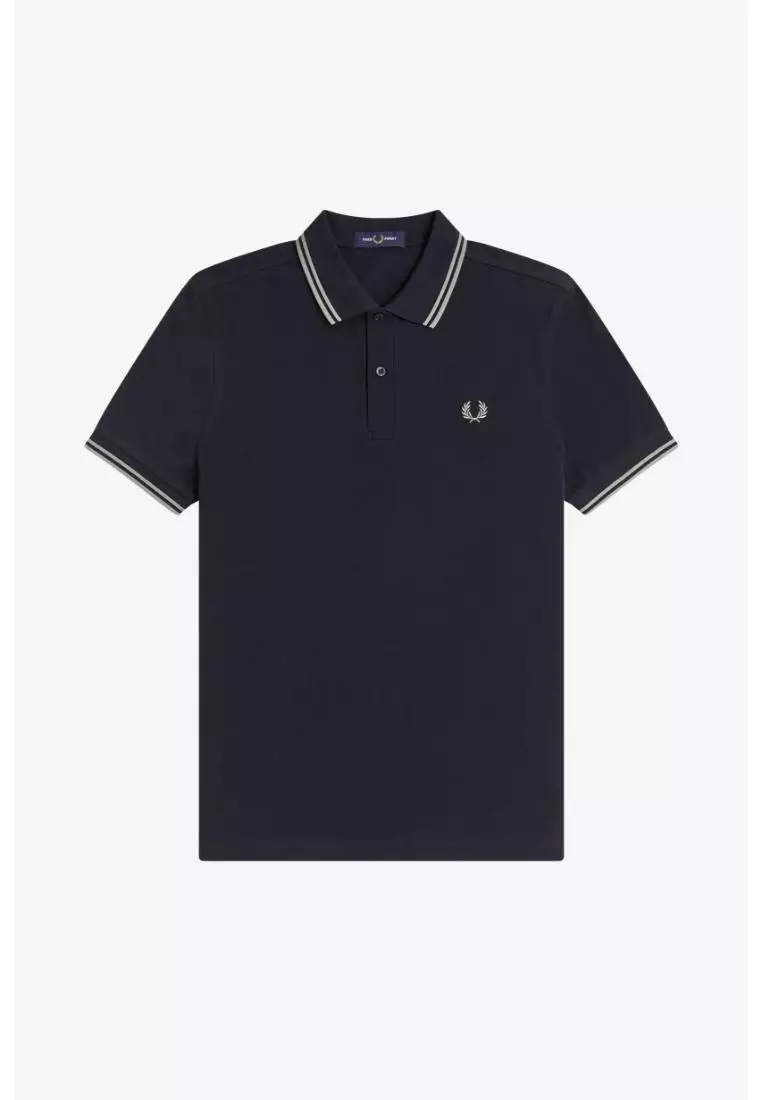 Fred Perry M3600 Twin Tipped Fred Perry Shirt (Navy / Seagrass / Seagrass)