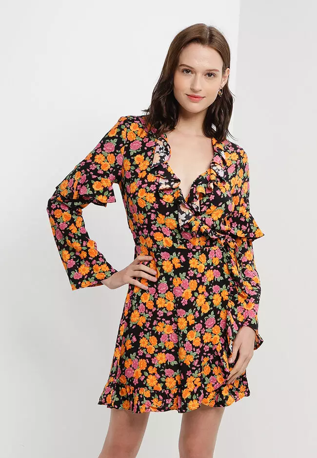 Topshop mini cheap ruffle slip dress
