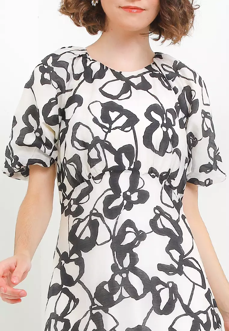 Organza puff Sleeve Dress