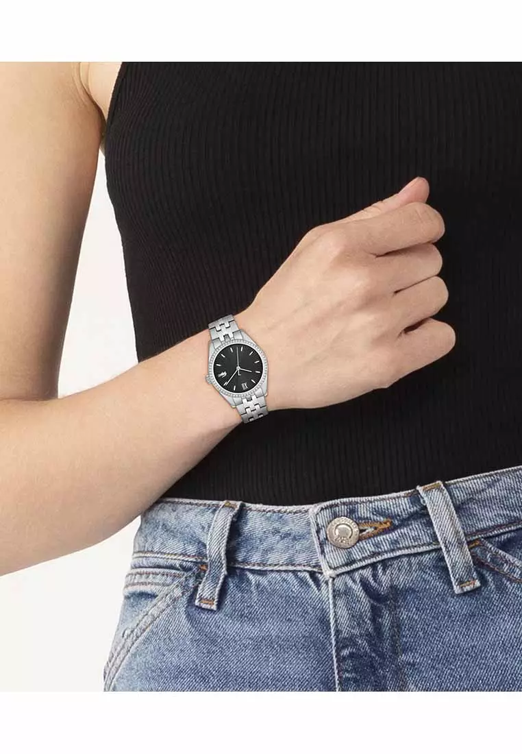 Tuilerie Women's Watch Stainless Steel Strap - Black Dial 2001323