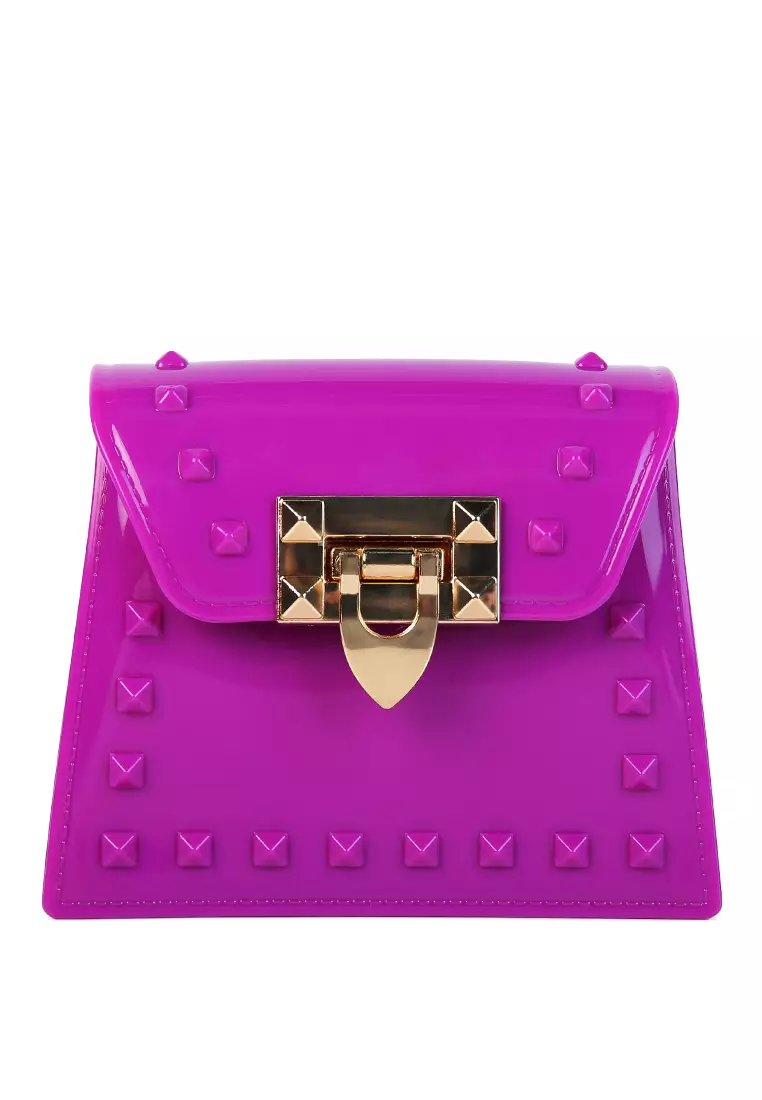 Purple Jelly Buckled Sling Bag