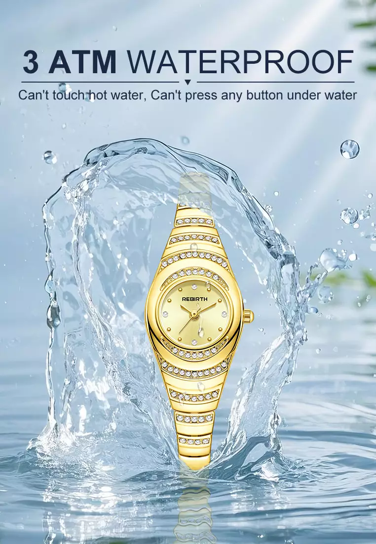 Jam Tangan Wanita Anti Air Original Mewah Elegan Tali Stainless Steel Jam Tangan Cewek gold