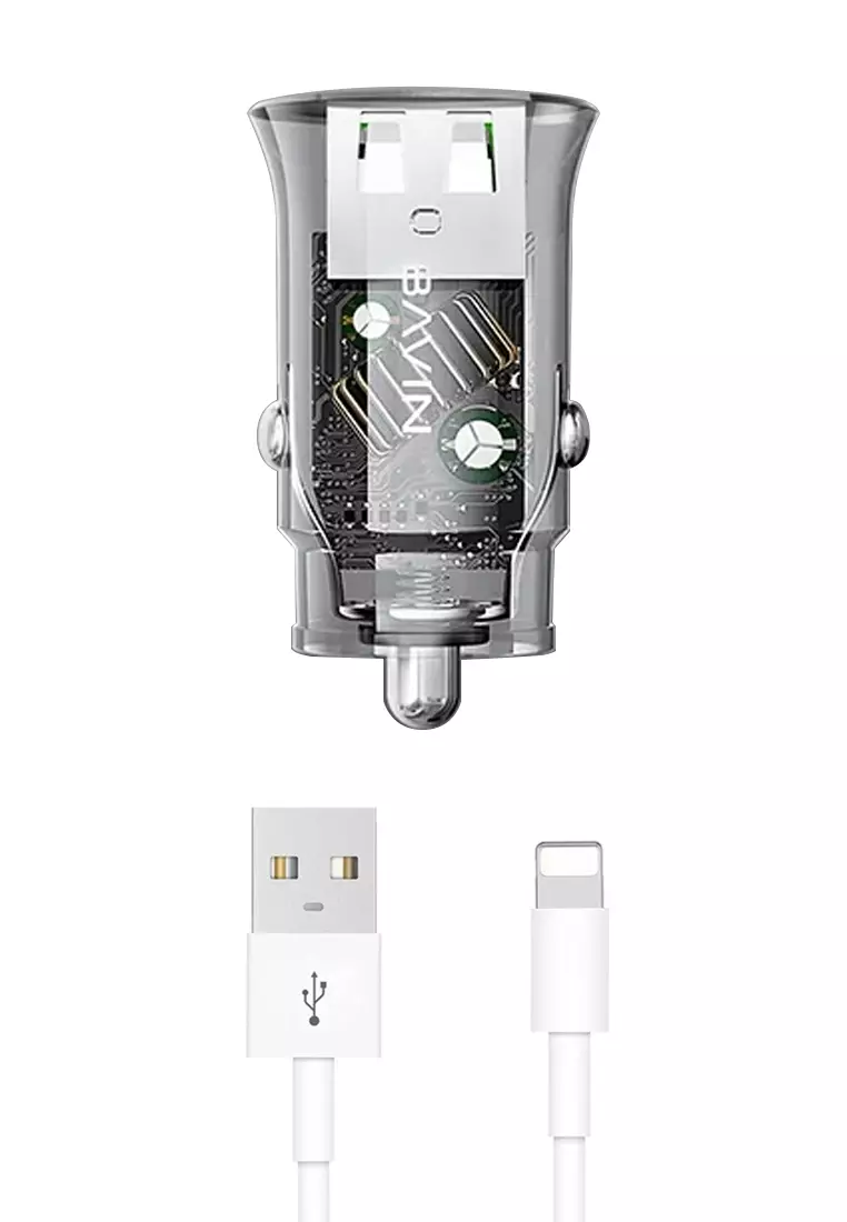 Chargeur double usb voiture 12V, blanc 2.4+1A