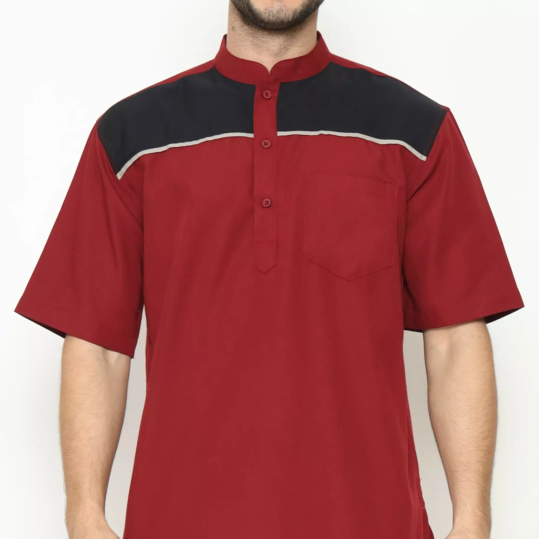 AMK Kemeja Koko Pria Lengan Pendek KK BB 002 S/s Cap 6 Maroon
