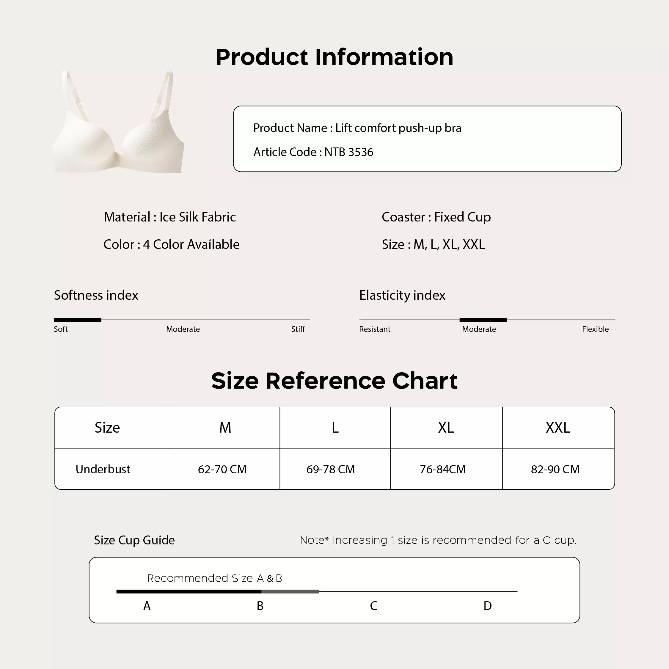 Nathalie 3D Push up Bra NTB 3536 -  Blush