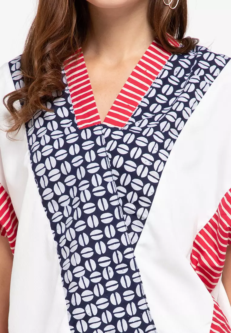 Blouse Batik Wanita - Bhatara Batik Rosalind - Atasan Batik Modern Lengan Pendek