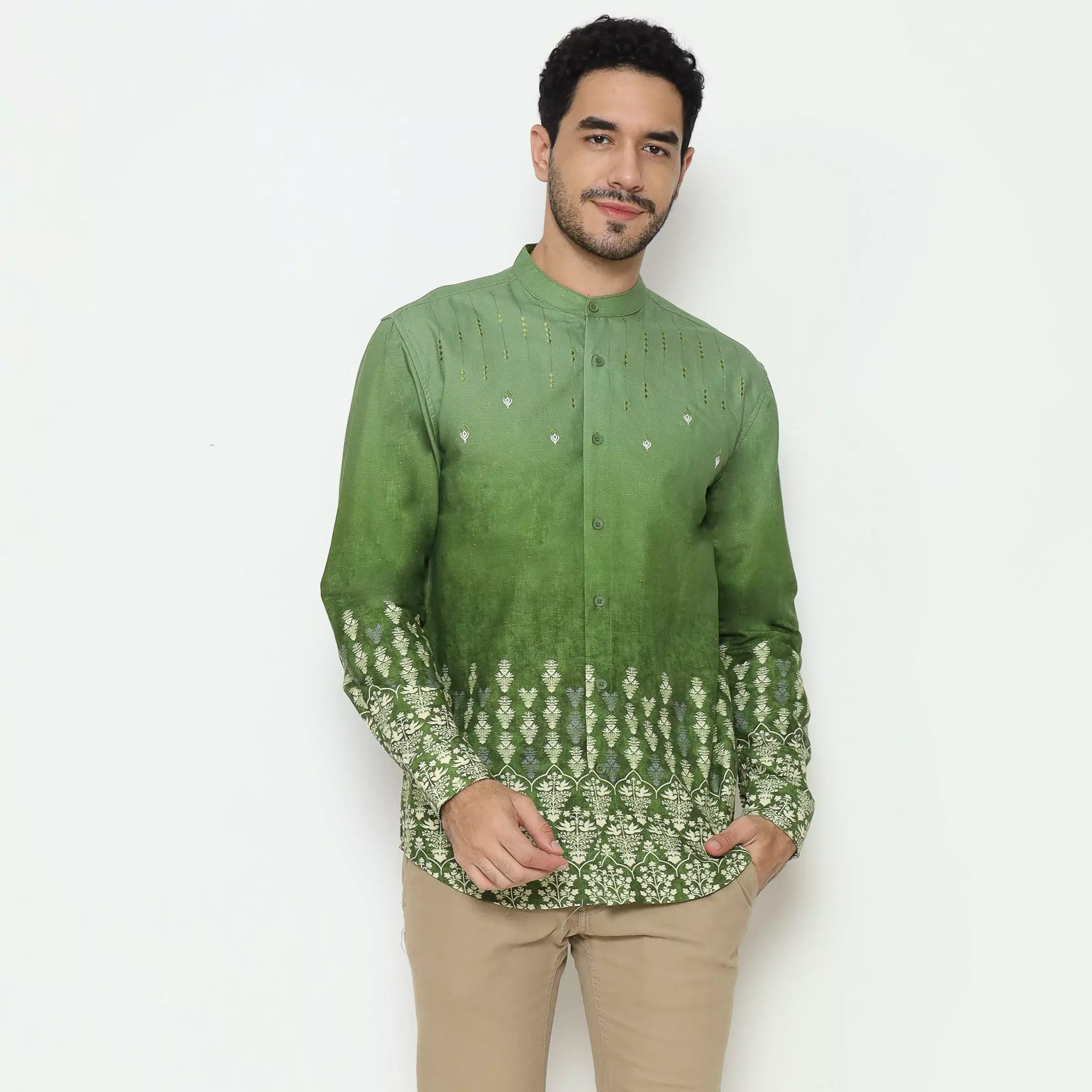 AMK Kemeja Koko Pria Lengan Panjang KK Ghazi L/s Green