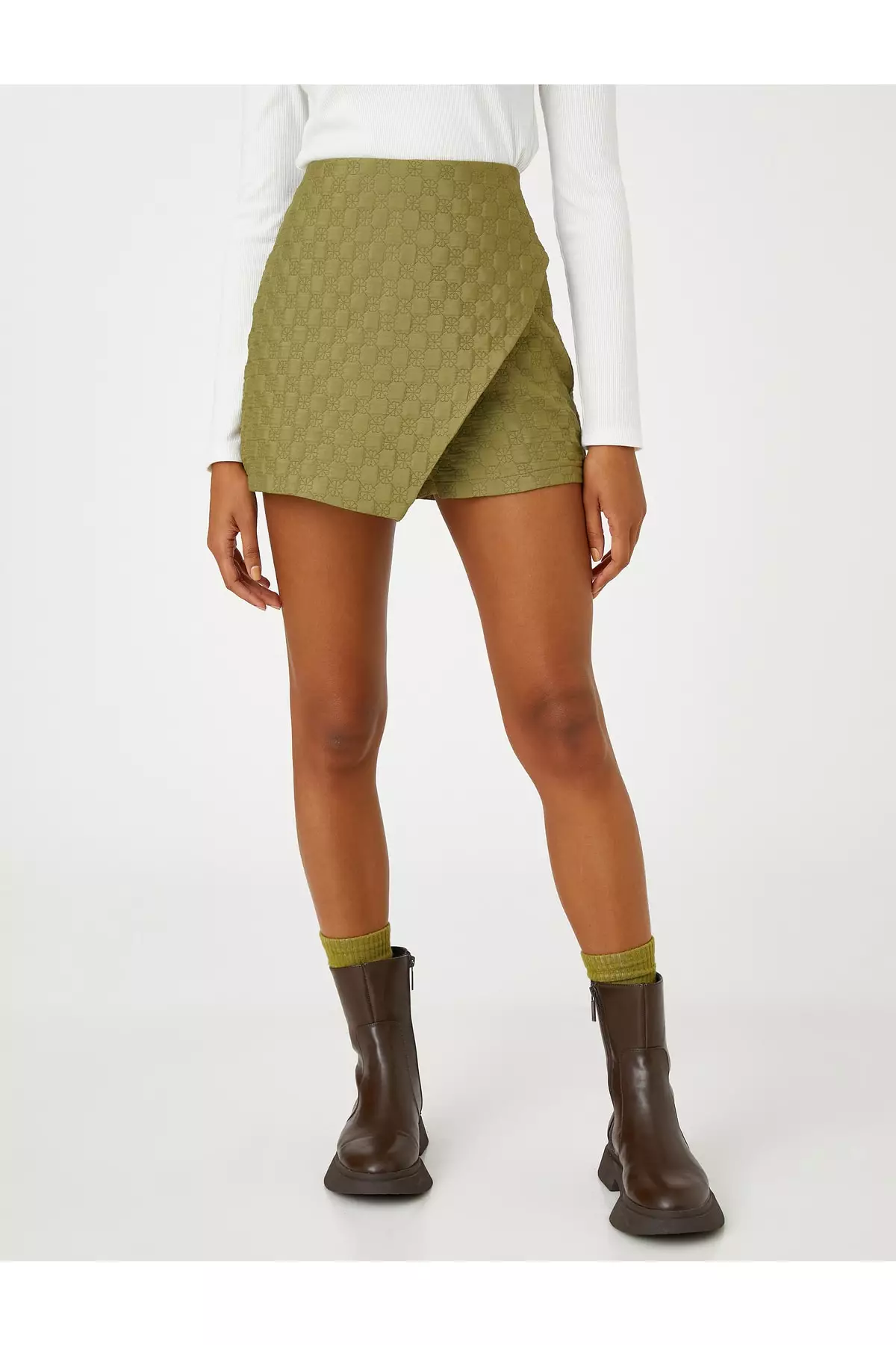 High waisted khaki outlet skirt short