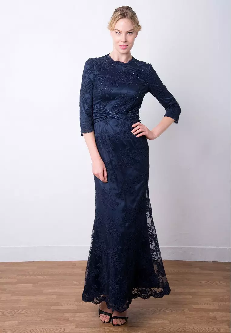 ANNE F Charming Three quarter Sleeves Lace Evening Gown 2024 Buy ANNE