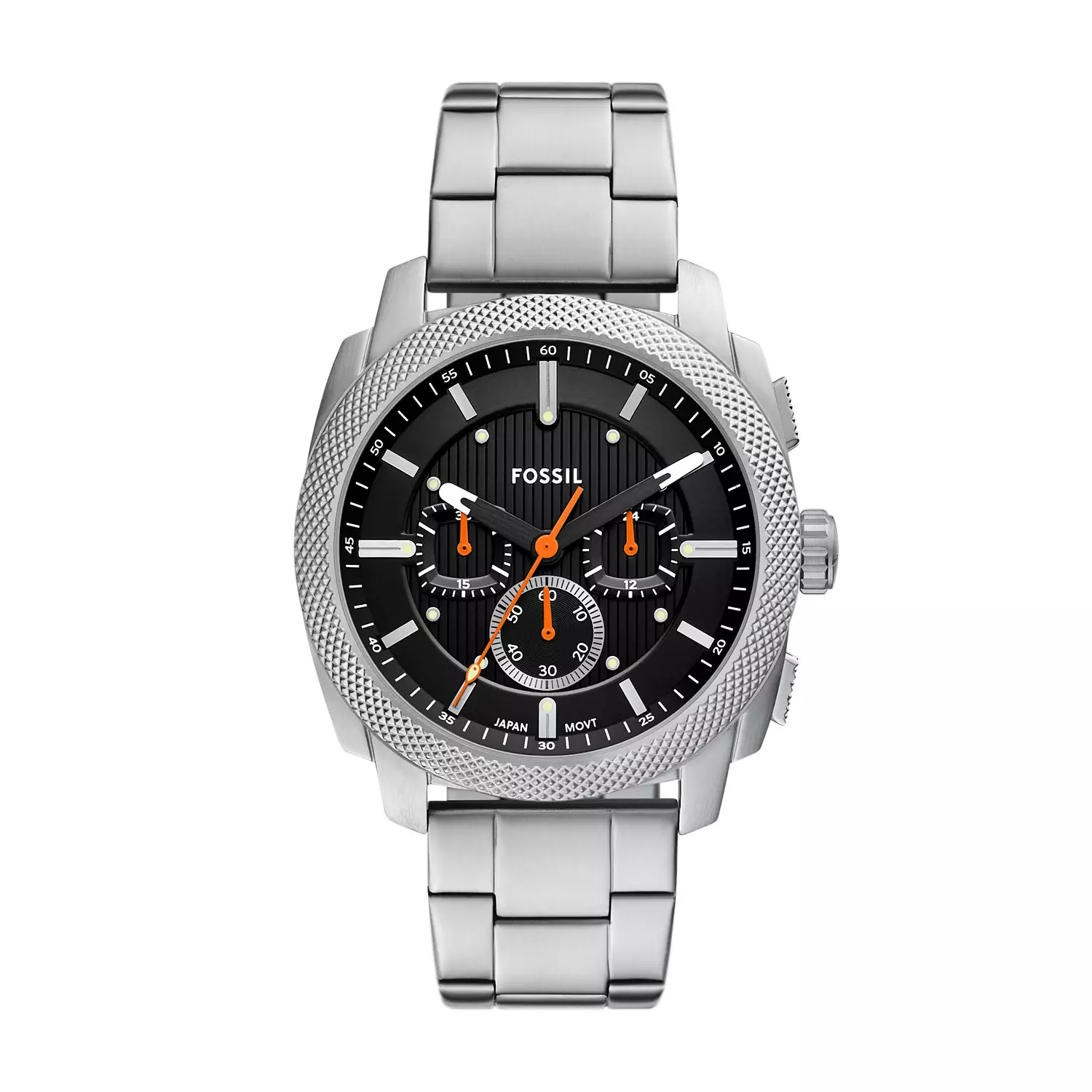 Jual Fossil Fossil Machine Chronograph Black Dial Silver Strap