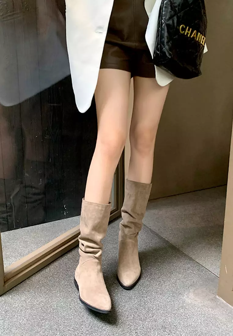 Pointy Suede Fabric Long Boots QZ2894-3