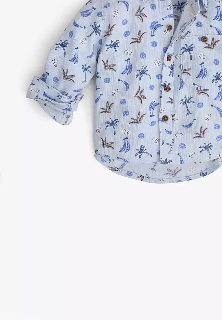 Baby Boys Banana Print Soft Long Sleeves Shirt