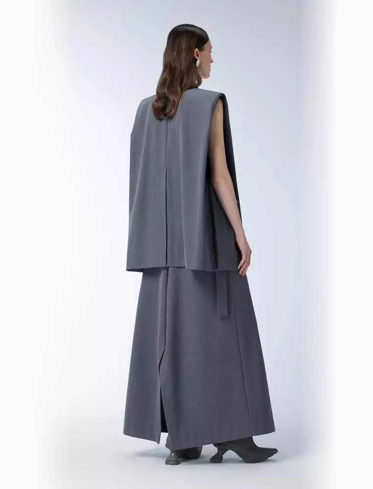 Solid color temperament mid-length vest