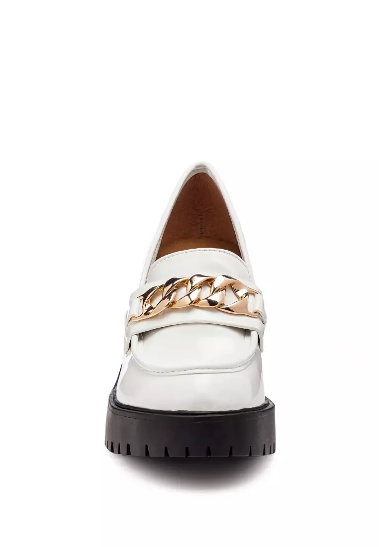 Buy London Rag Block Heeled Chunky Loafers in White 2024 Online ...