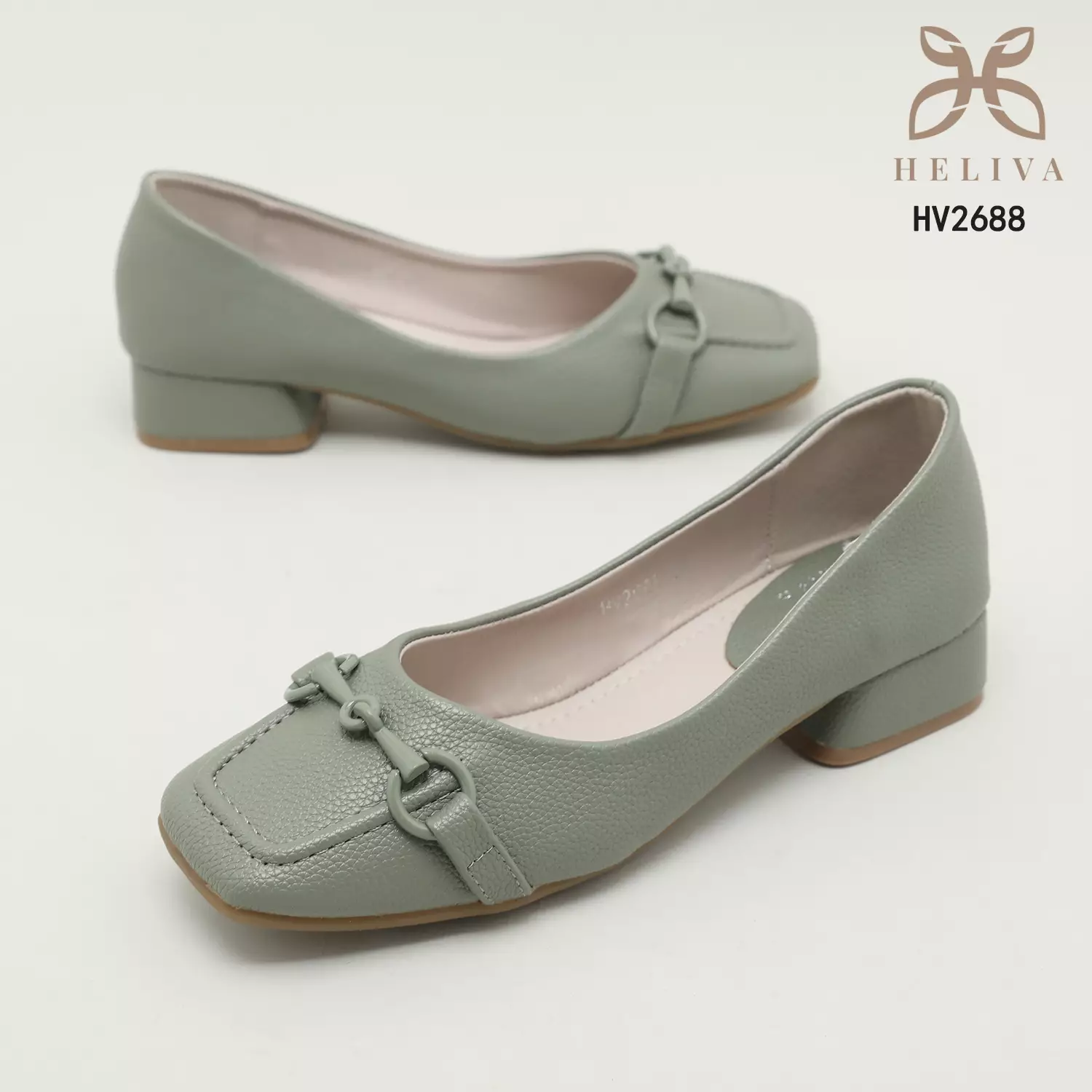 Heliva Zaskia Mid Block Heels Office Ladies Square Toe